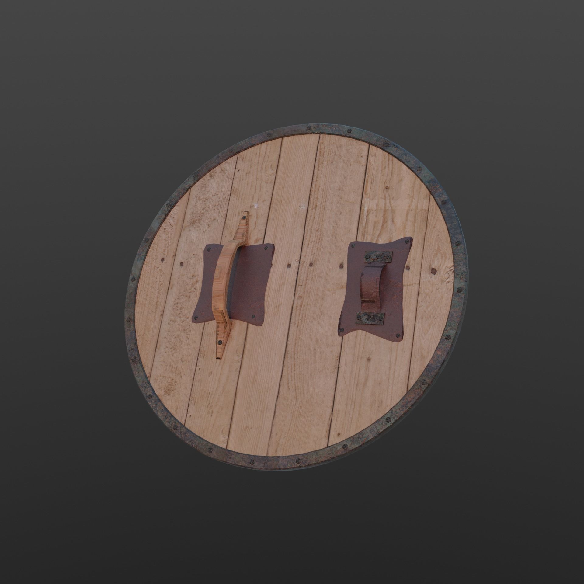 Wooden Shield Free 3D model_2