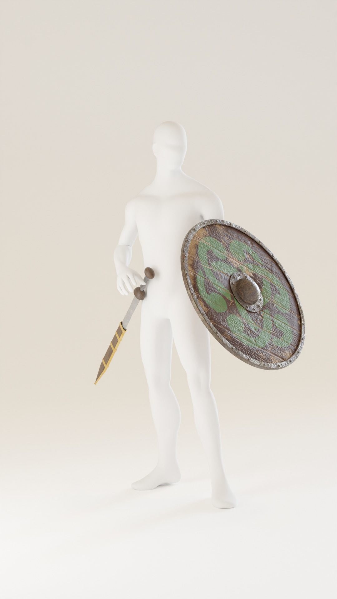 Wooden Shield Free 3D model_5