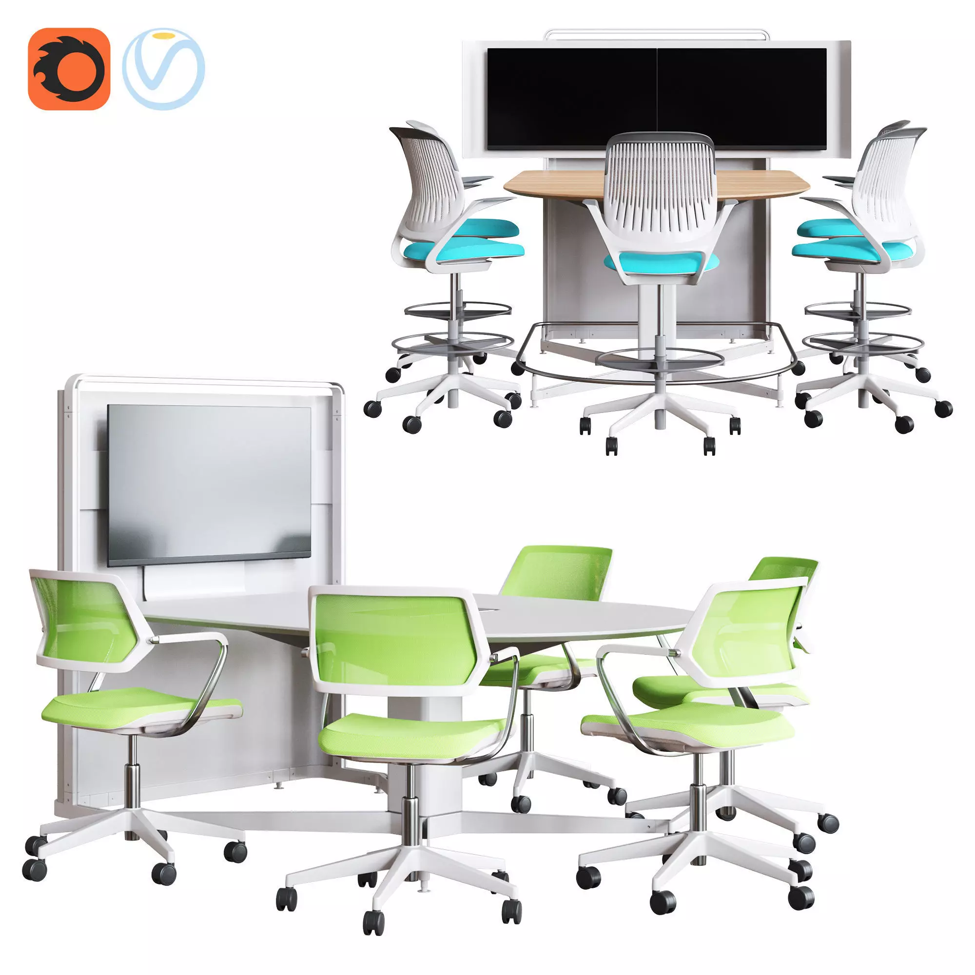 Steelcase - Media Scape D-Form Totem 3D model_0