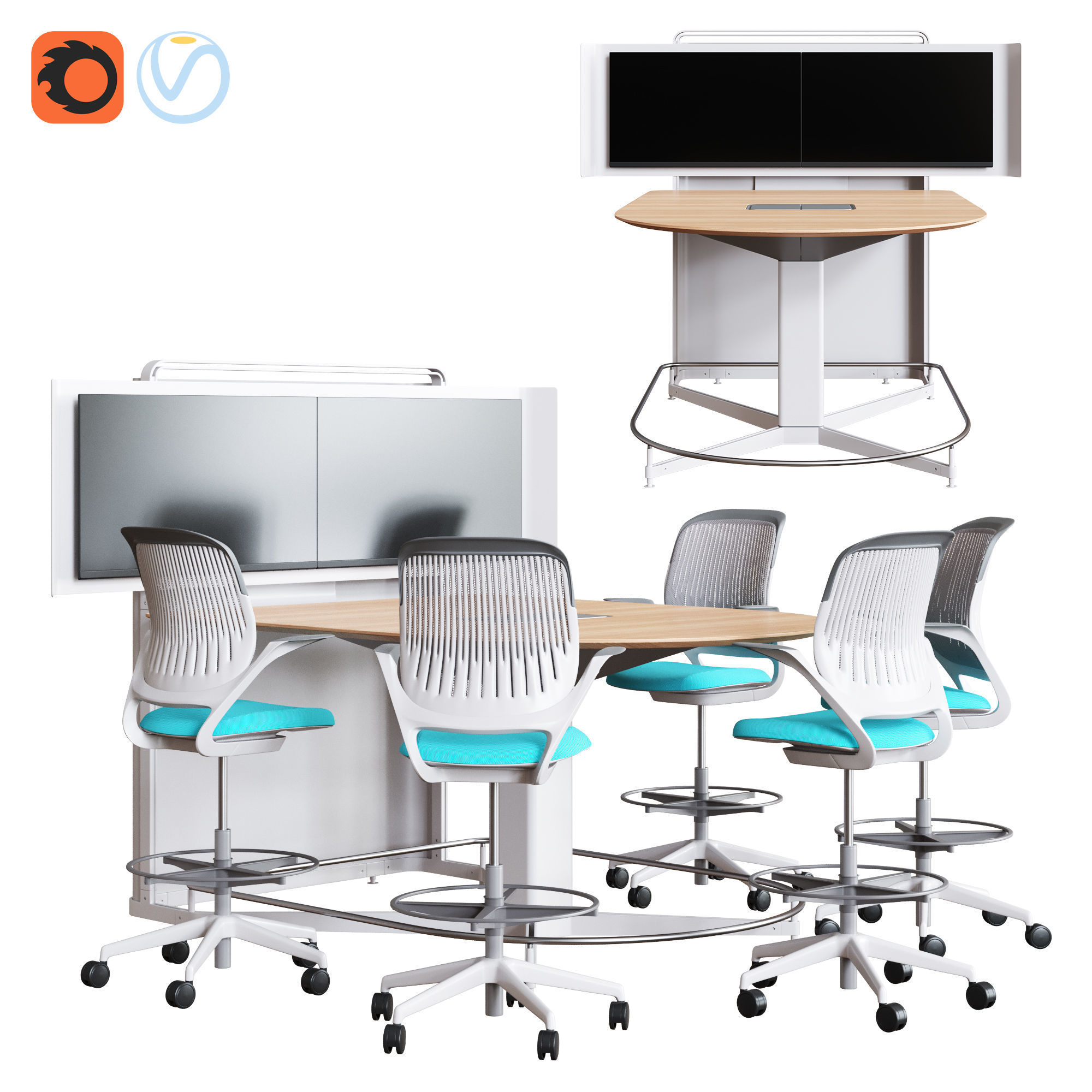 Steelcase - Media Scape D-Form Totem 3D model_4