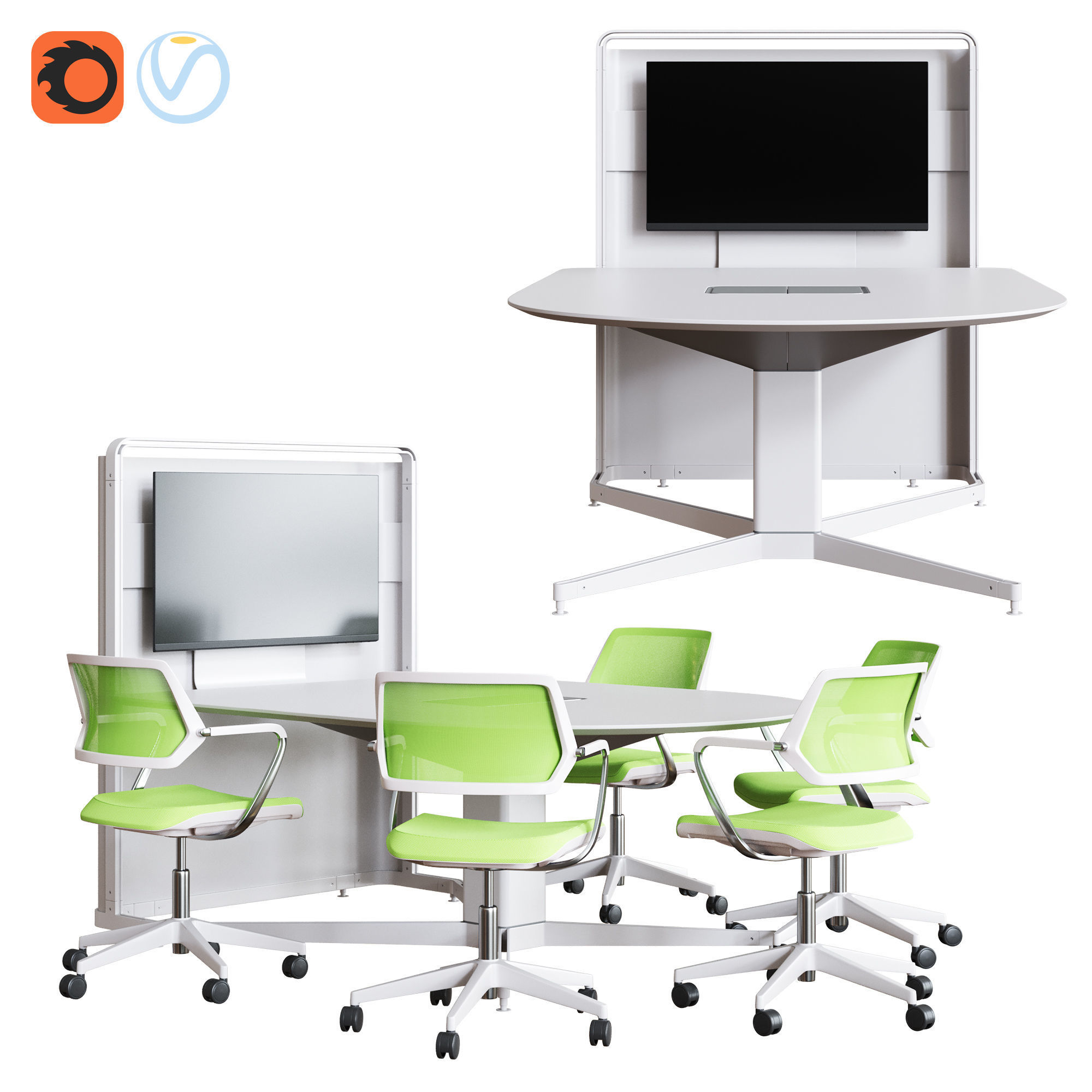 Steelcase - Media Scape D-Form Totem 3D model_3