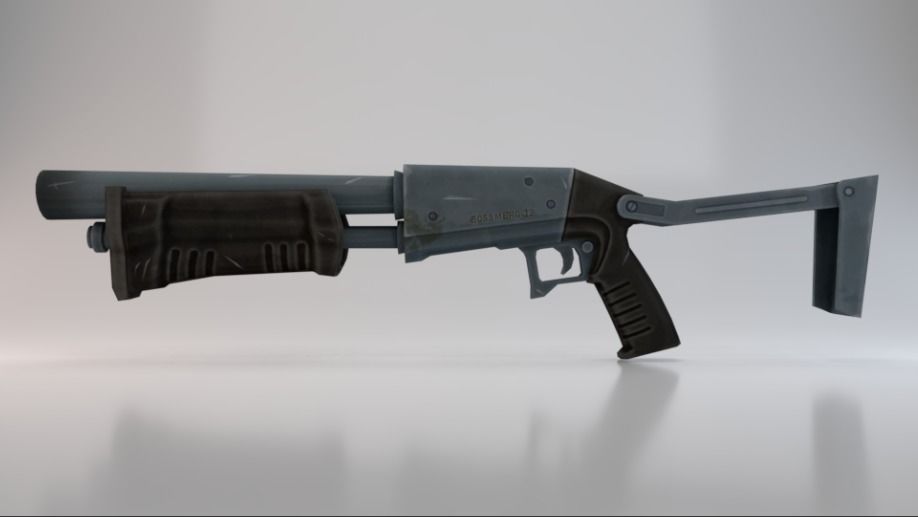 Pump Shotgun Low-poly 3D model_2