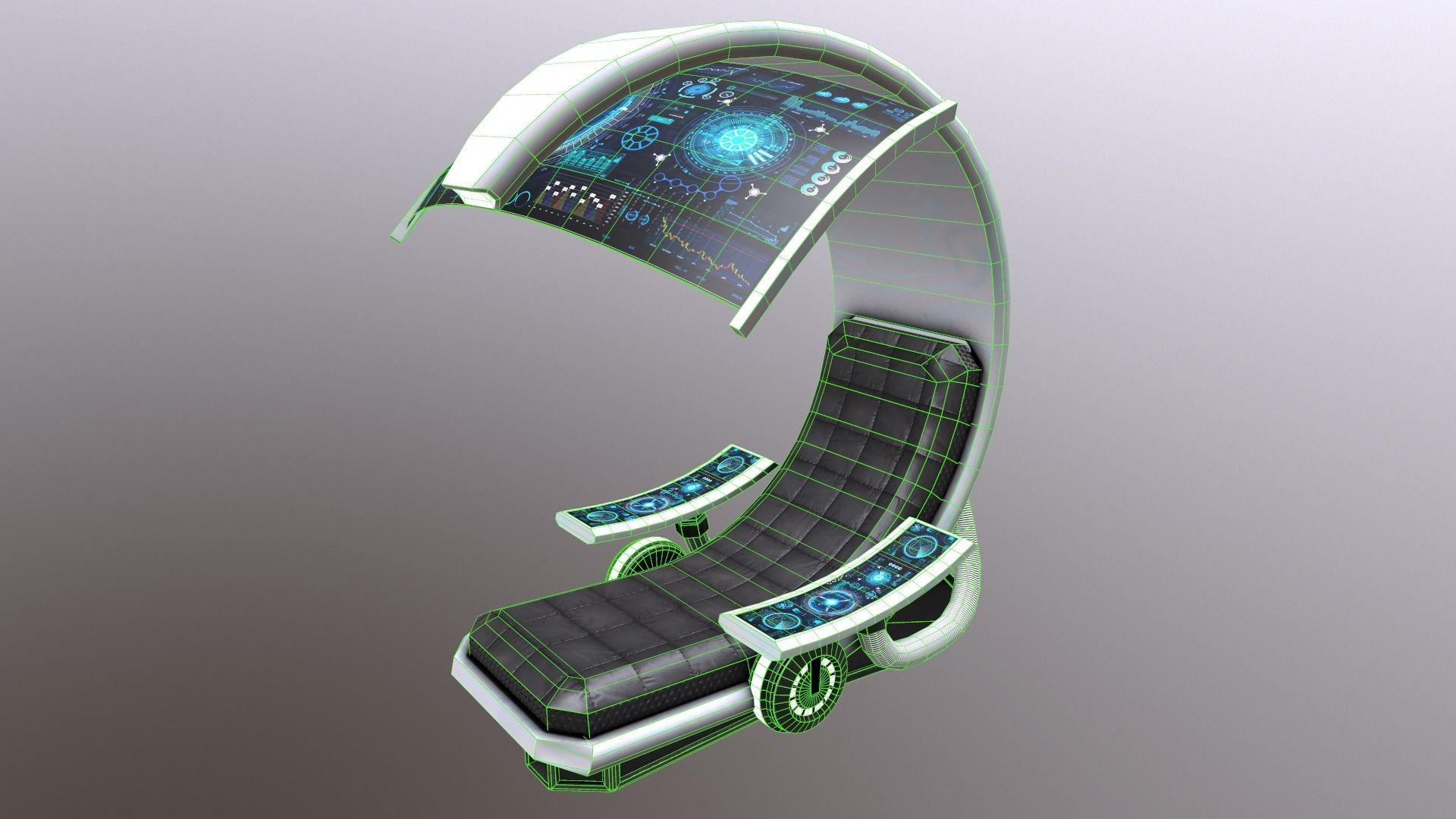 SciFi Seat Futuristic Low-poly 3D model_6
