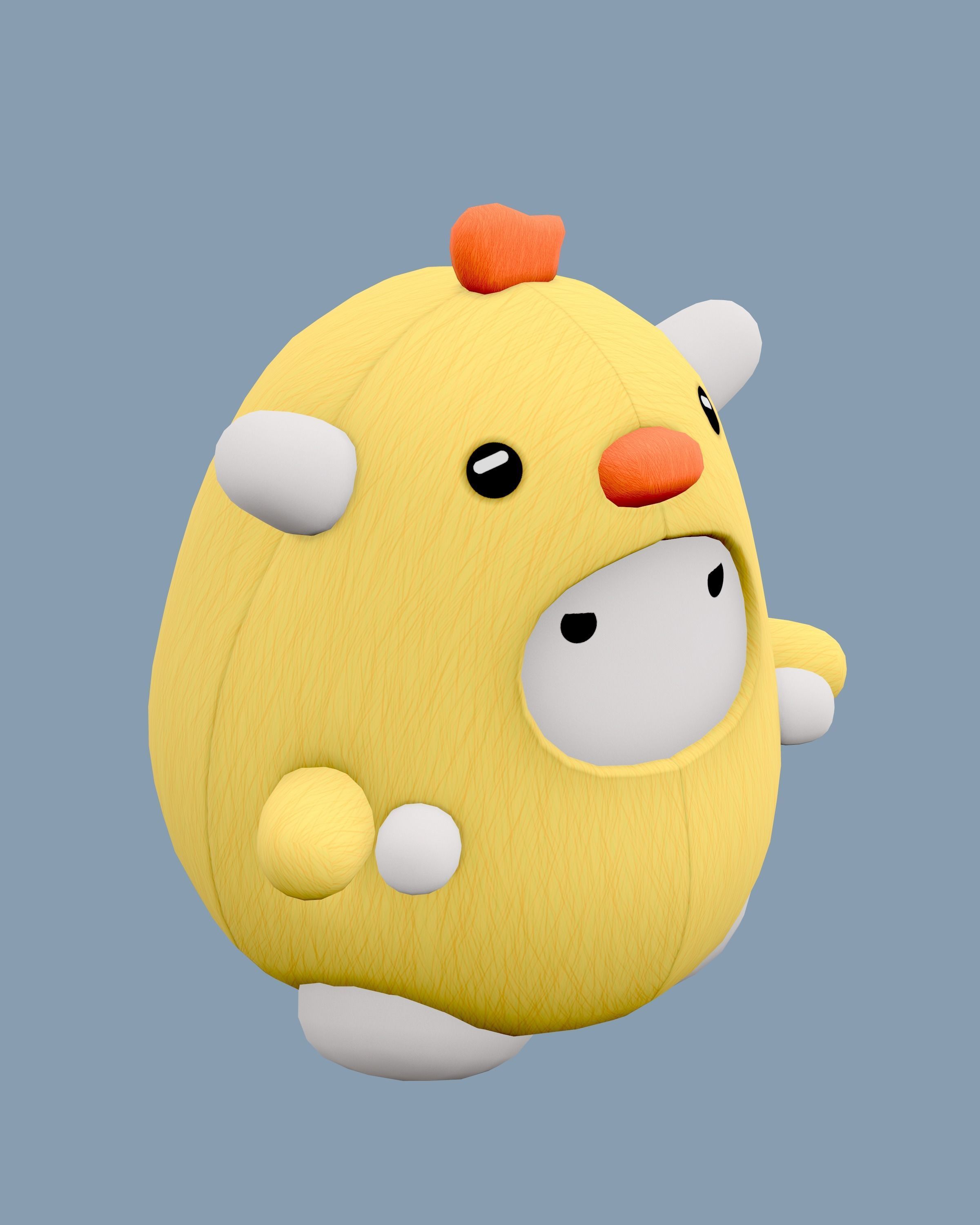 Stuffed Toy Chicken - Lowpoly Low-poly 3D model_2