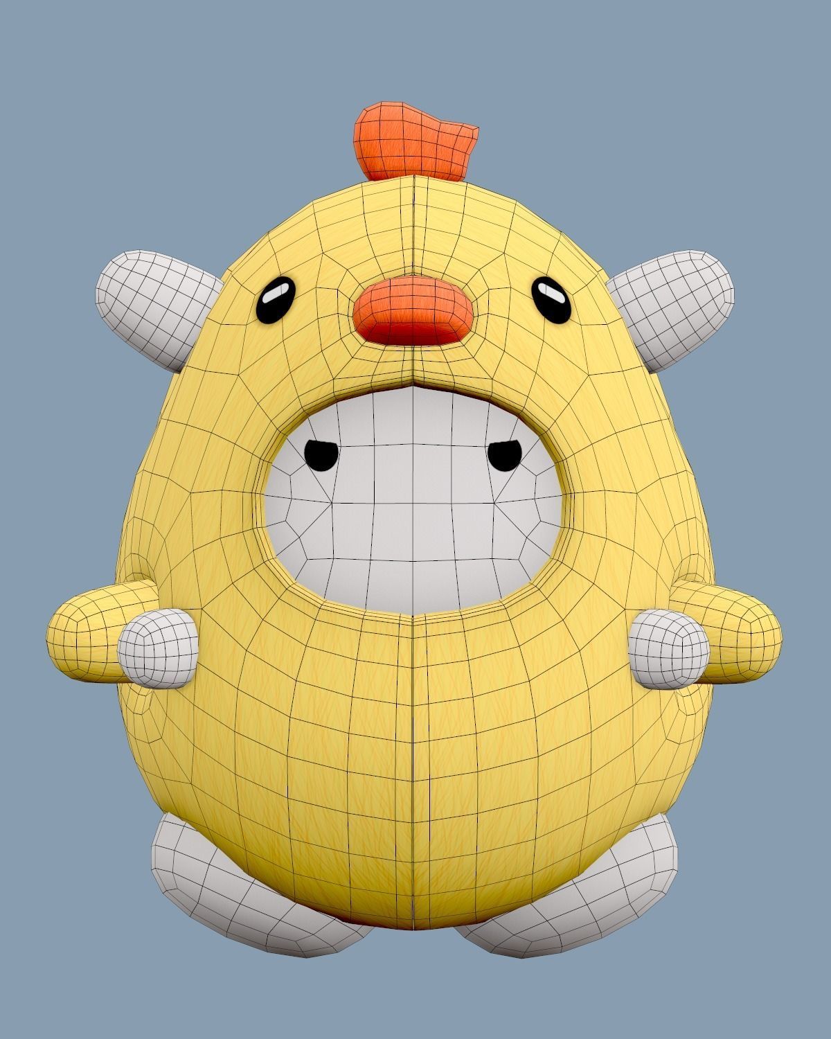 Stuffed Toy Chicken - Lowpoly Low-poly 3D model_11