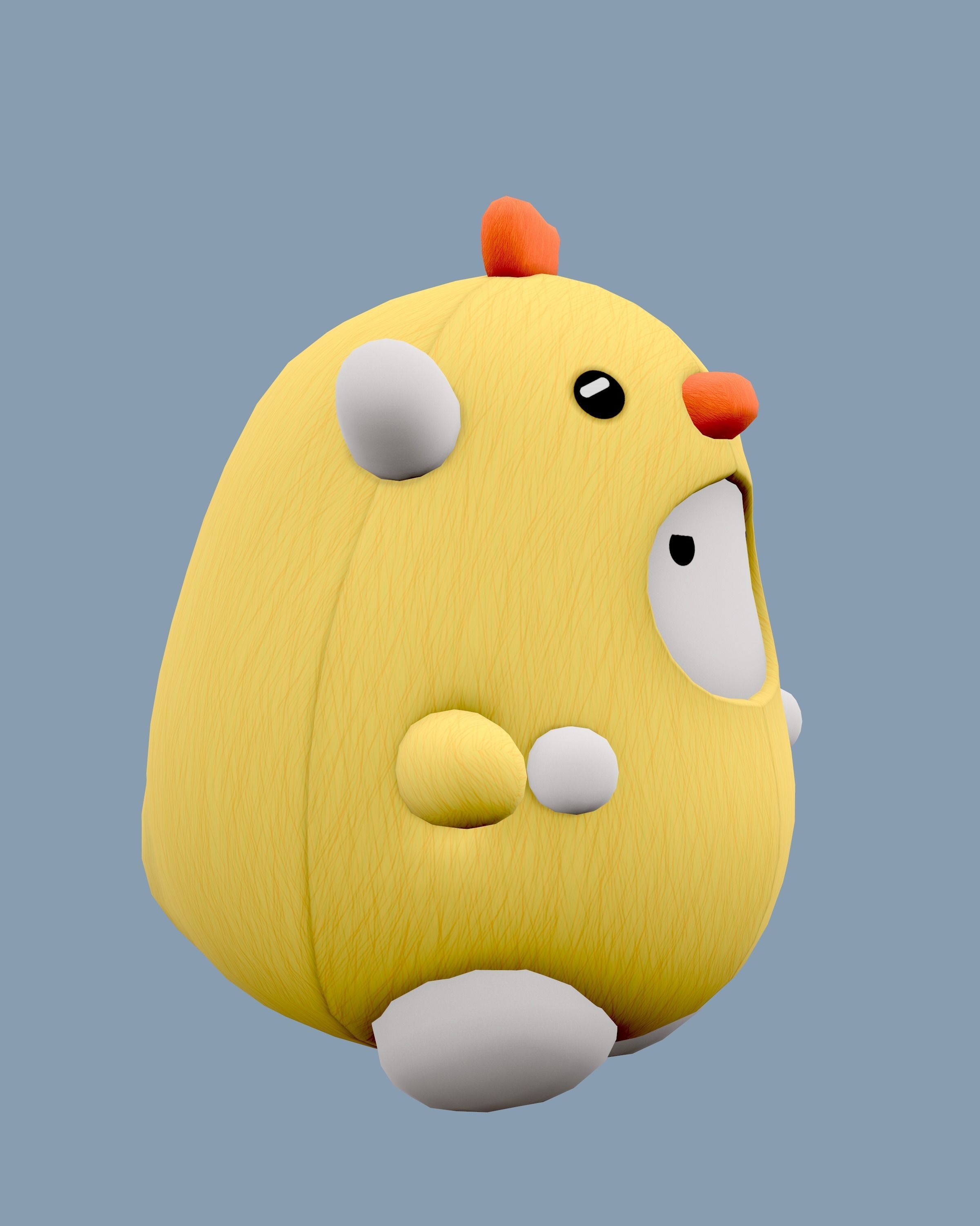 Stuffed Toy Chicken - Lowpoly Low-poly 3D model_3