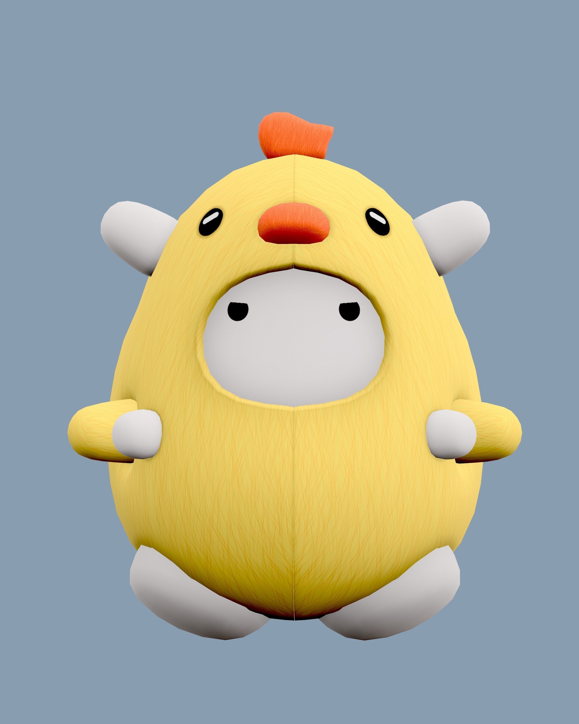 Stuffed Toy Chicken - Lowpoly Low-poly 3D model_1
