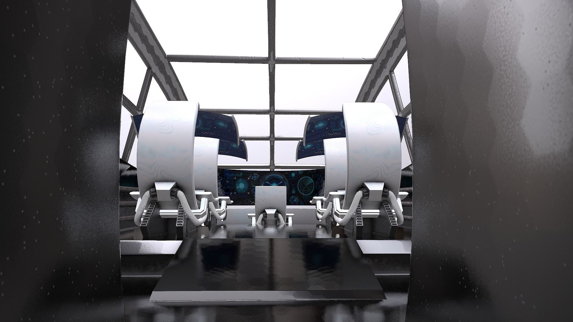 SciFi Spaceship Futuristic Low-poly 3D model_5