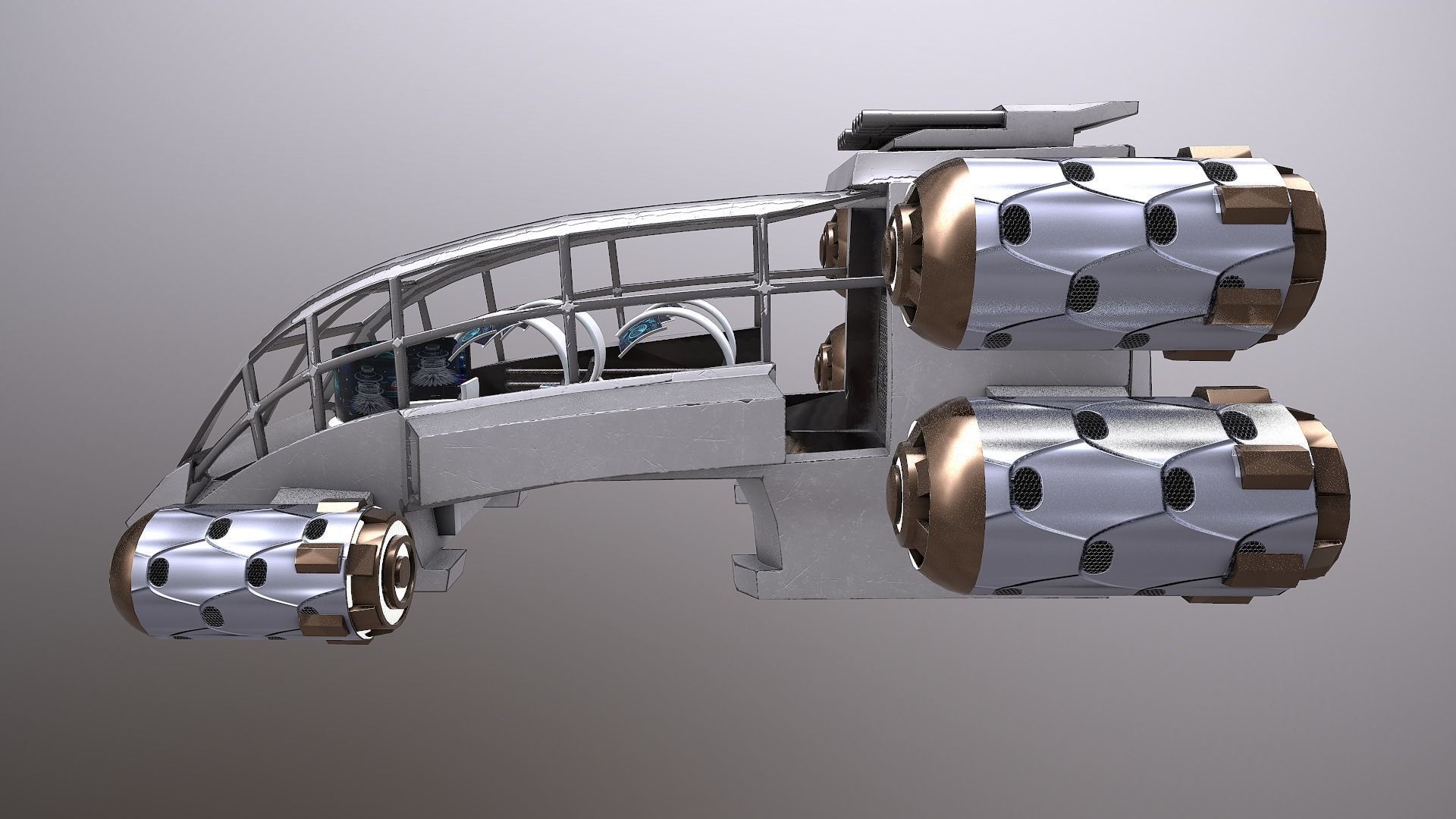 SciFi Spaceship Futuristic Low-poly 3D model_1