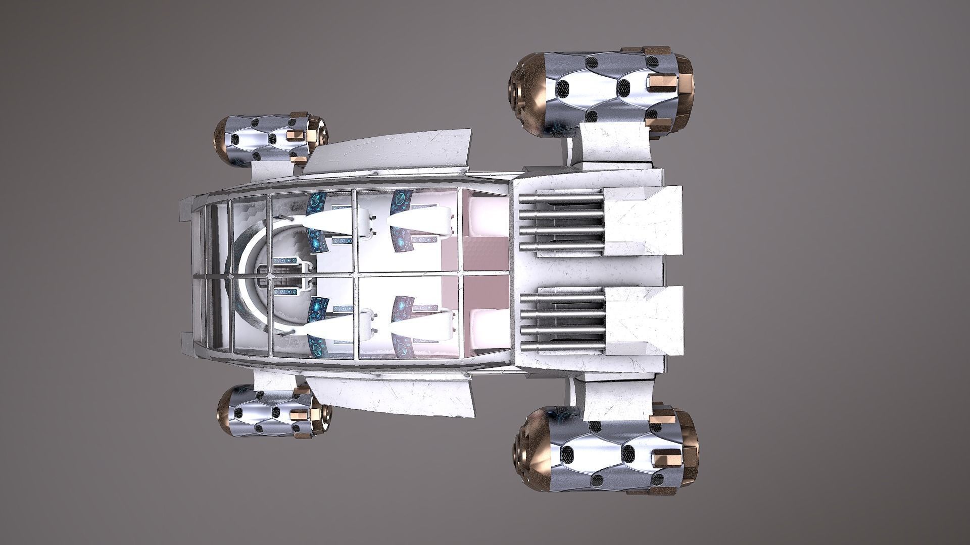 SciFi Spaceship Futuristic Low-poly 3D model_4