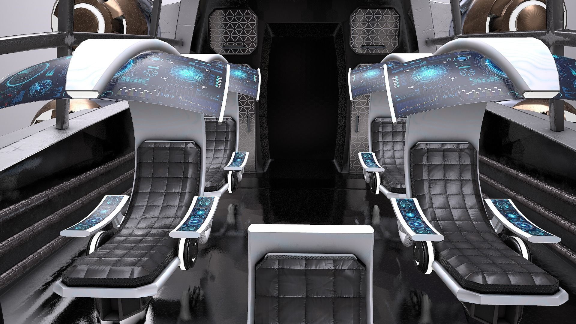 SciFi Spaceship Futuristic Low-poly 3D model_6