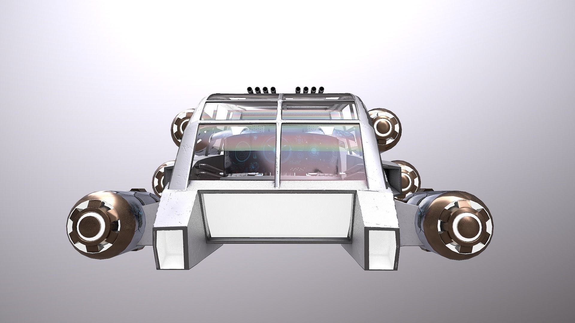 SciFi Spaceship Futuristic Low-poly 3D model_3