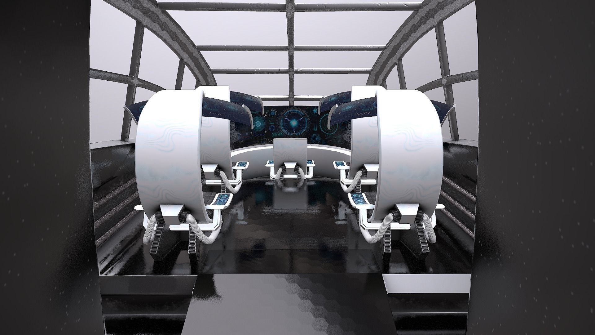 SciFi Spaceship Futuristic Low-poly 3D model_8