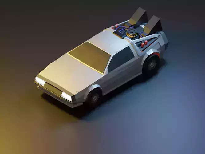 Low poly Delorean Car 3D model 