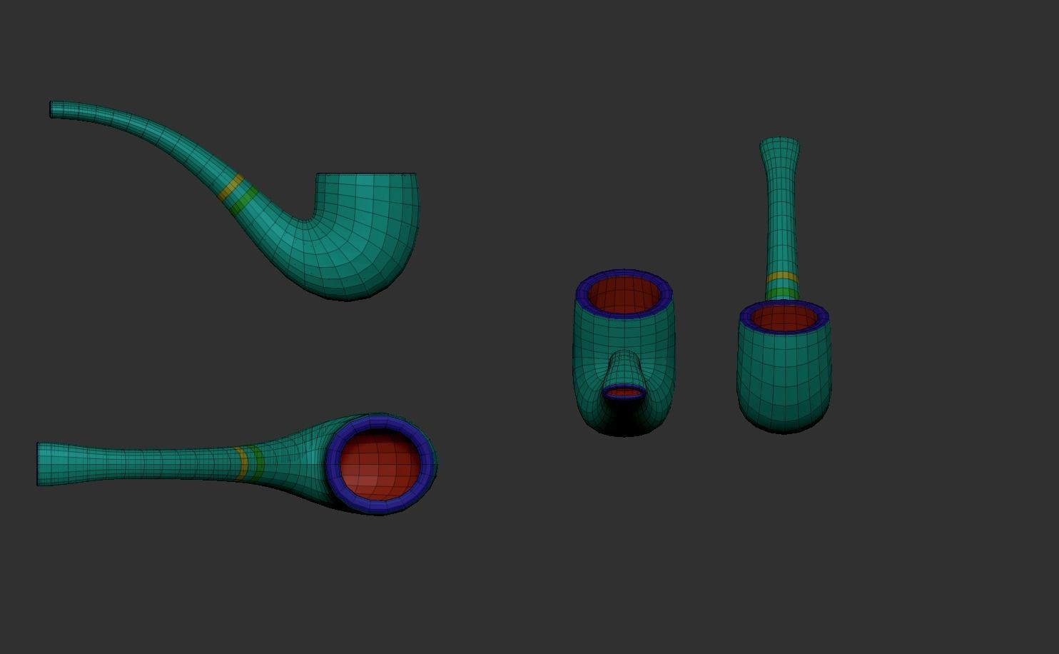 Smoking Pipe - Tobacco for Character Costumes or Outfits Low-poly 3D model_2