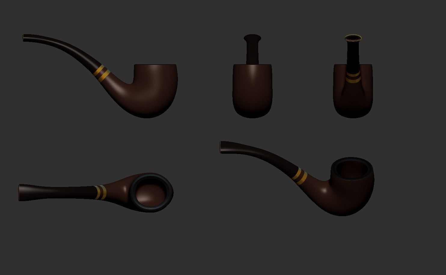 Smoking Pipe - Tobacco for Character Costumes or Outfits Low-poly 3D model_1
