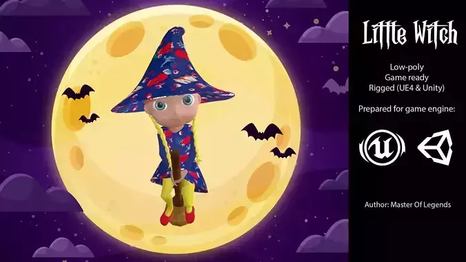 Little witch V Low-poly 3D model