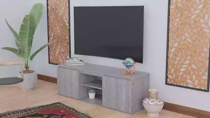 WoodTVTable cabinet with two doors