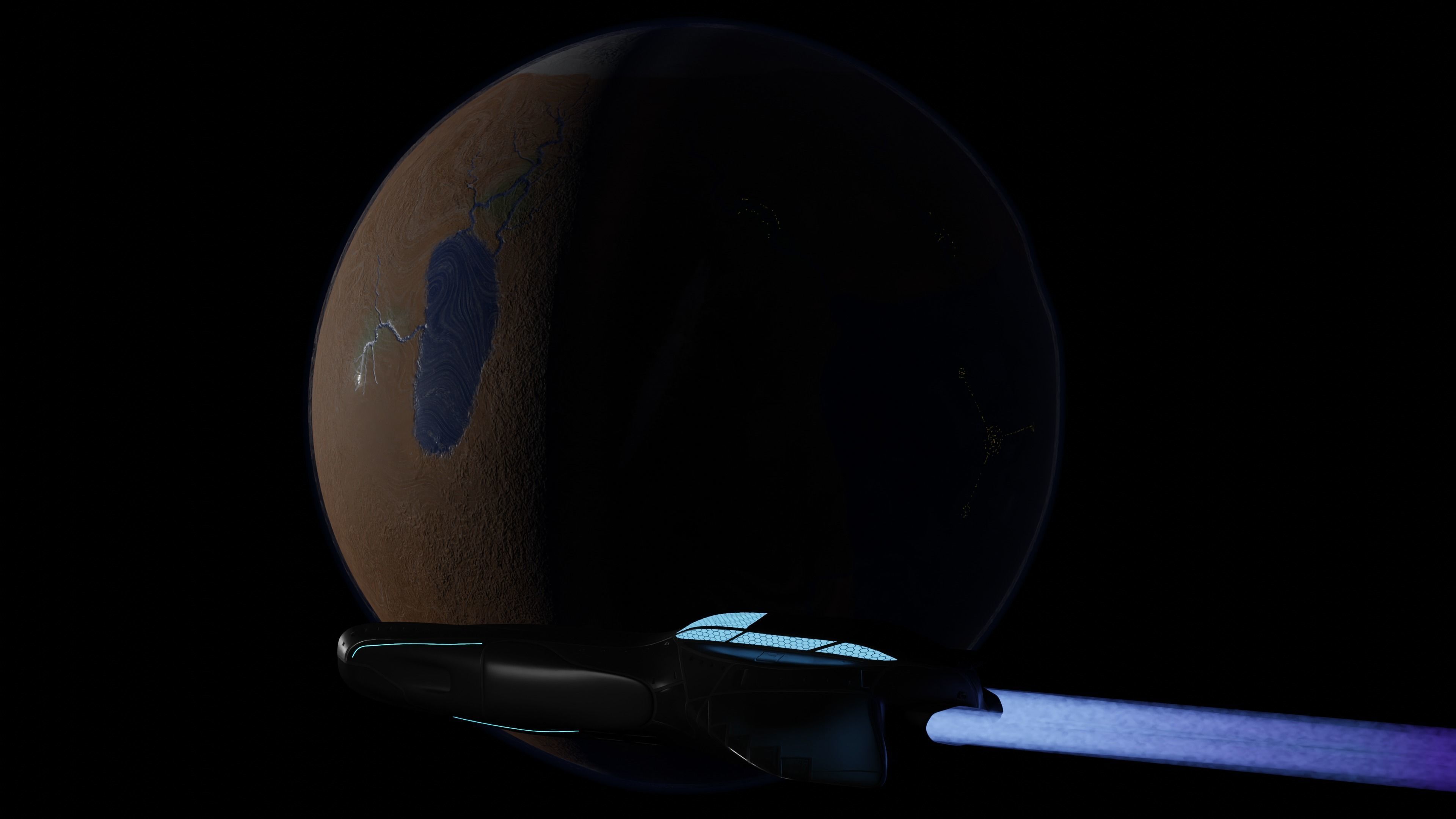 Planet and Spaceship 3D model 3D model_2