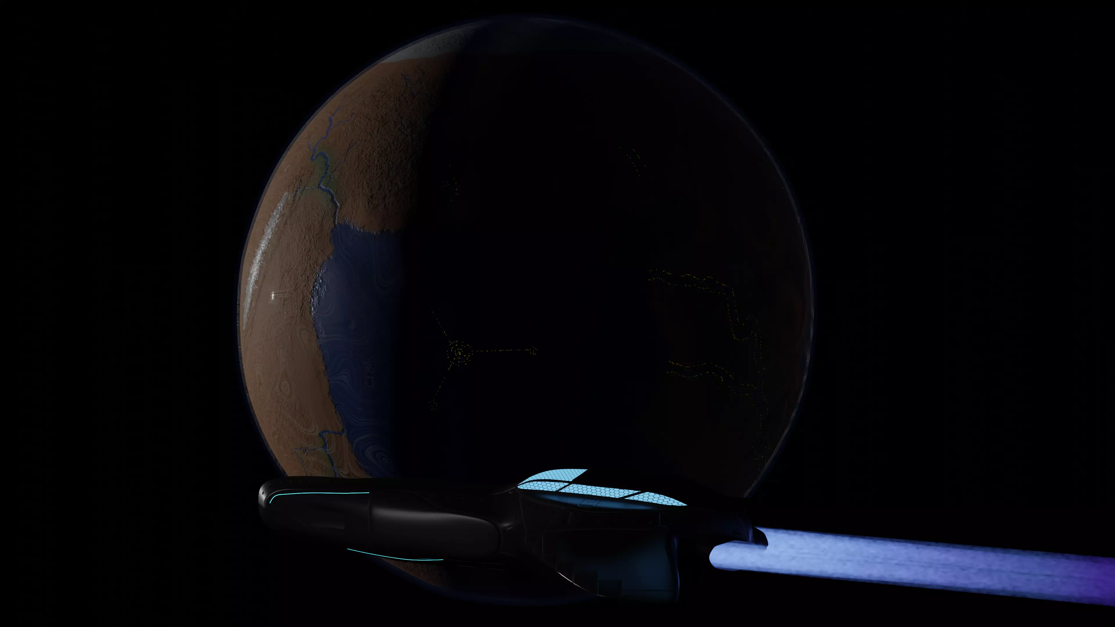 Planet and Spaceship 3D model 3D model_0