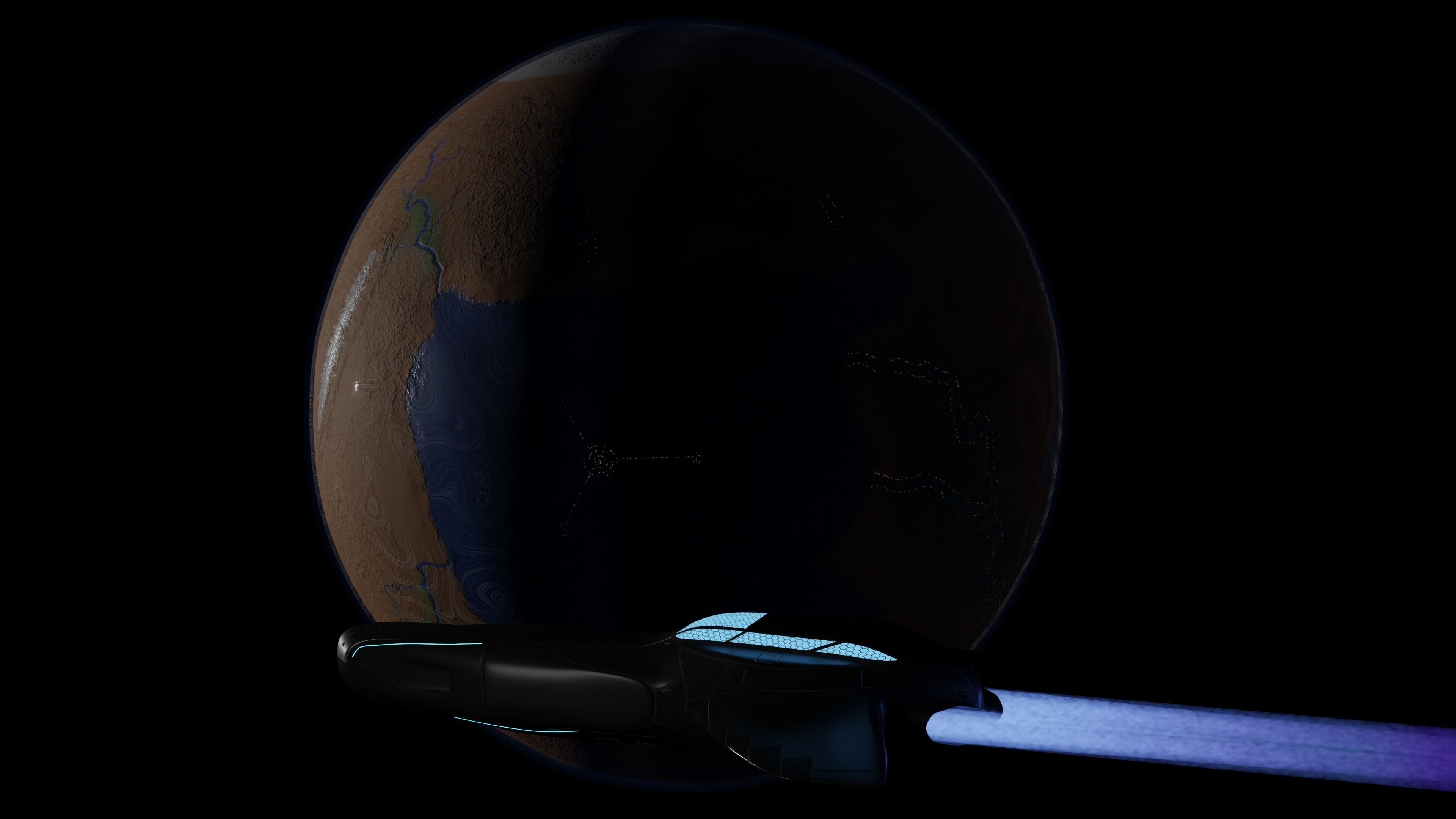 Planet and Spaceship