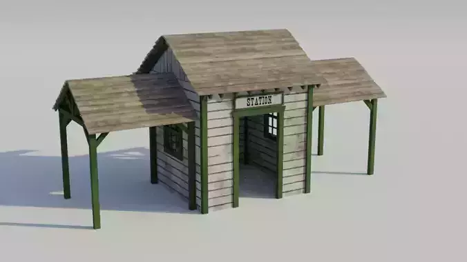 Western Train Station - Low-poly PBR