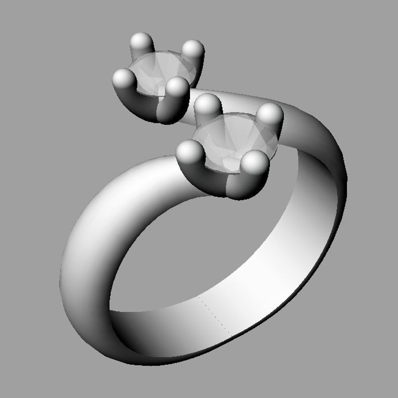 Trilogy fantasy with round diamonds Anello contrarie  TR02 3D print model_4