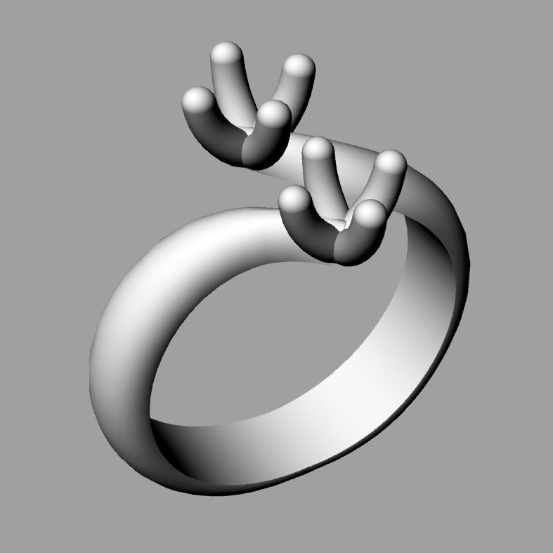 Trilogy fantasy with round diamonds Anello contrarie  TR02 3D print model_5