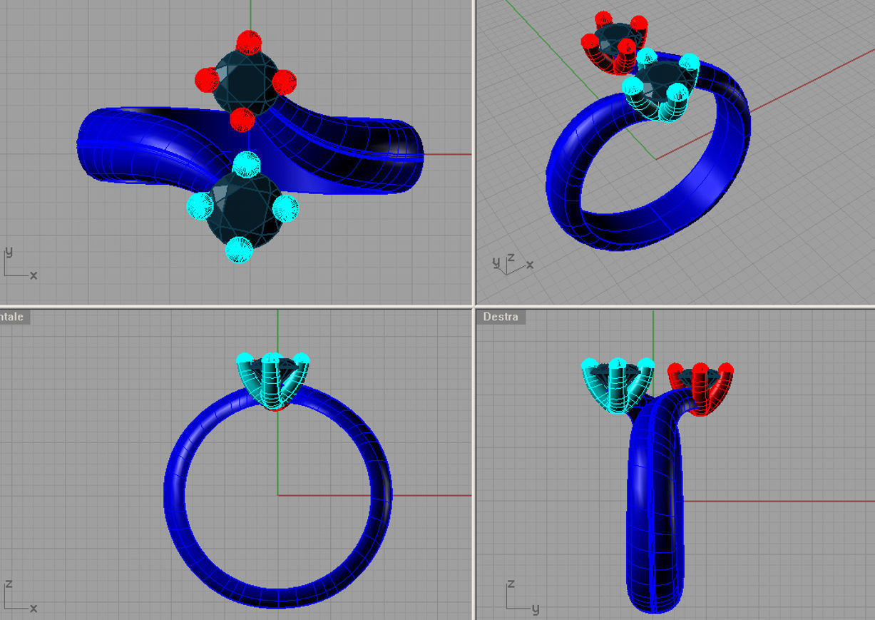 Trilogy fantasy with round diamonds Anello contrarie  TR02 3D print model_3