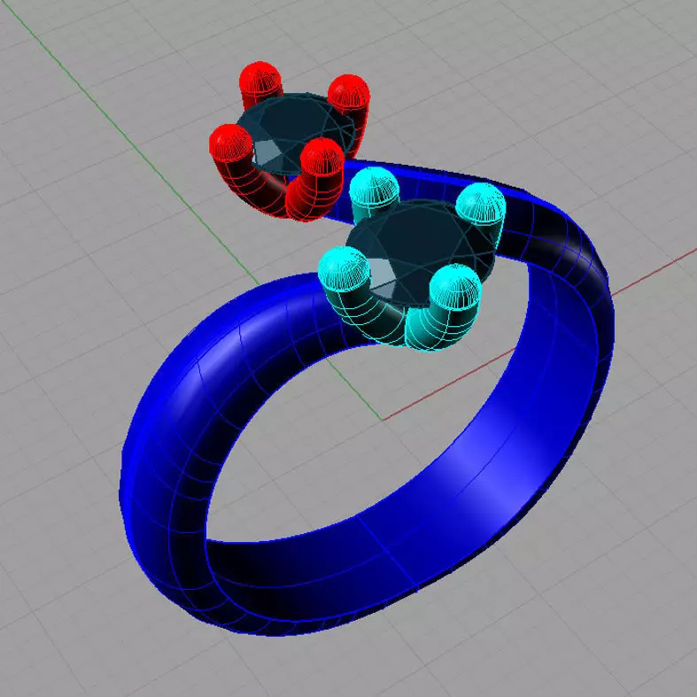 Trilogy fantasy with round diamonds Anello contrarie  TR02 3D print model_0