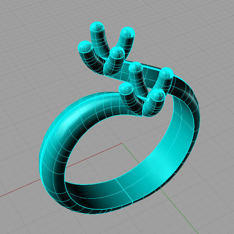 Trilogy fantasy with round diamonds Anello contrarie  TR02 3D print model_2