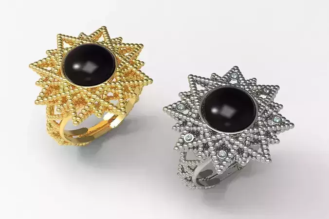 Set of two star flor ring 3D print model