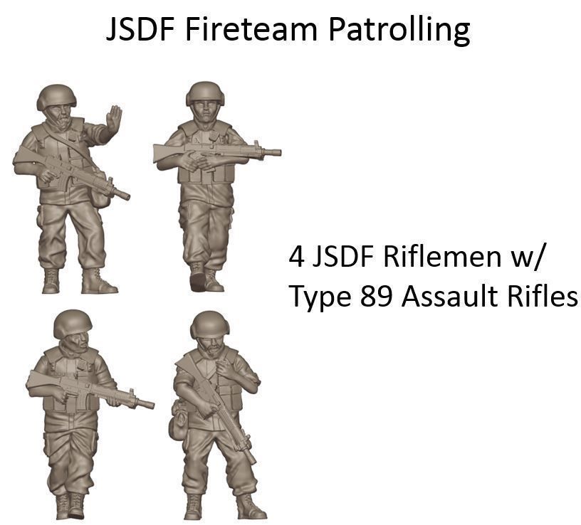 JSDF Fireteam Patrolling - 28mm wargaming miniatures 3D print model_0
