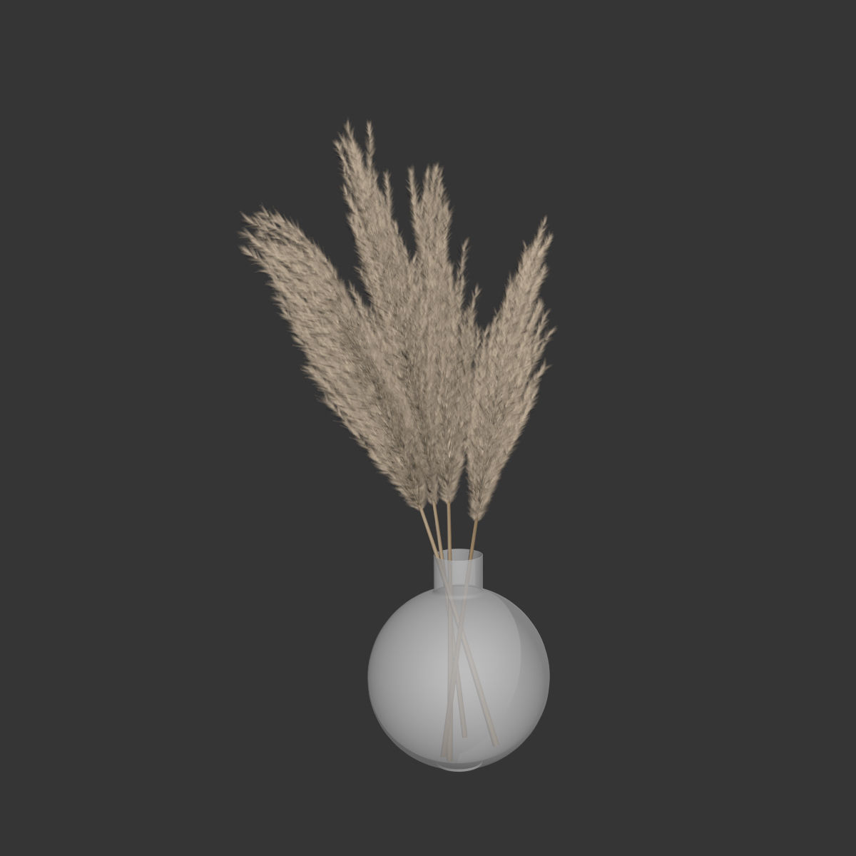 Big dried flower pampas grass in glass vase 6 3D model_5