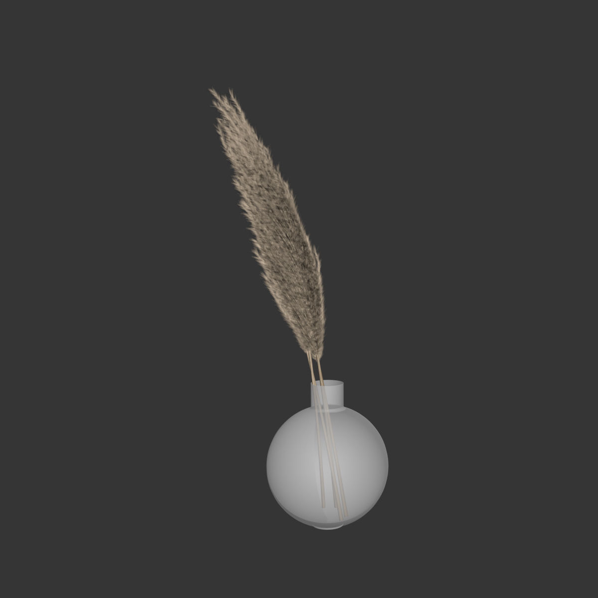 Big dried flower pampas grass in glass vase 6 3D model_6