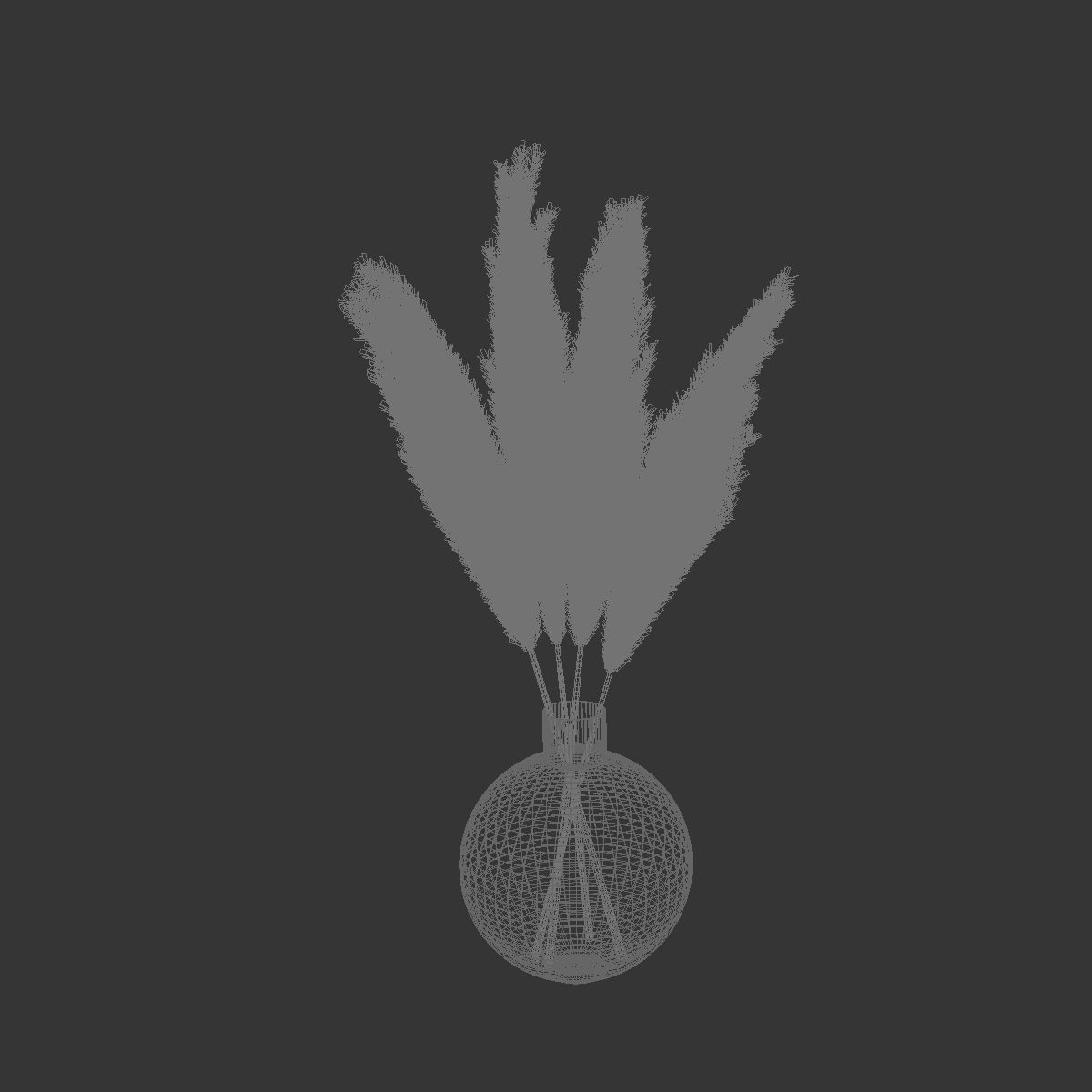 Big dried flower pampas grass in glass vase 6 3D model_9