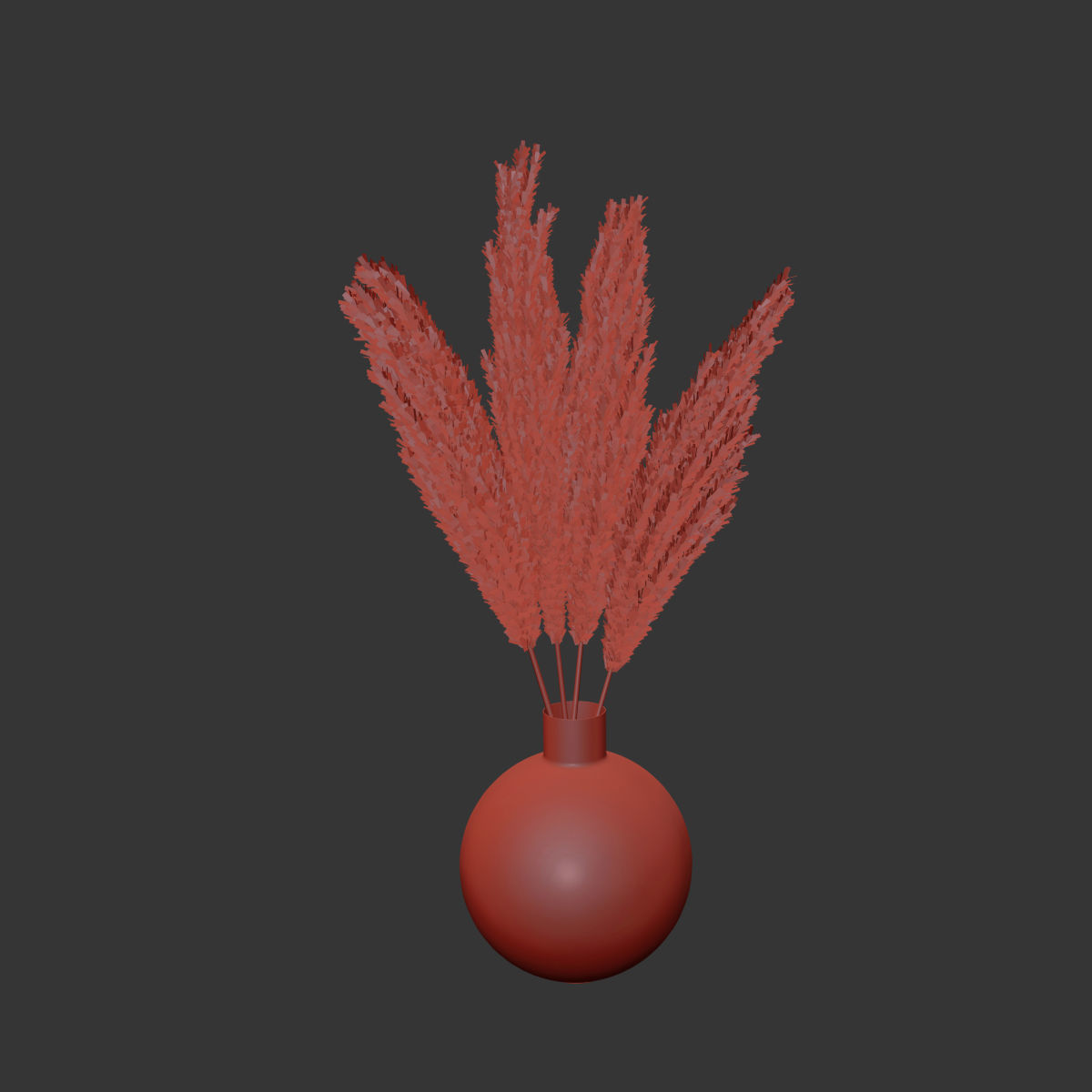 Big dried flower pampas grass in glass vase 6 3D model_7