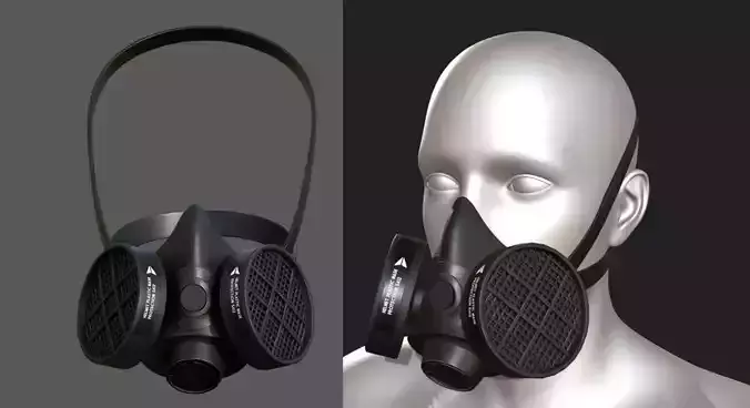 Gas mask helmet 3d protection plastic Black 