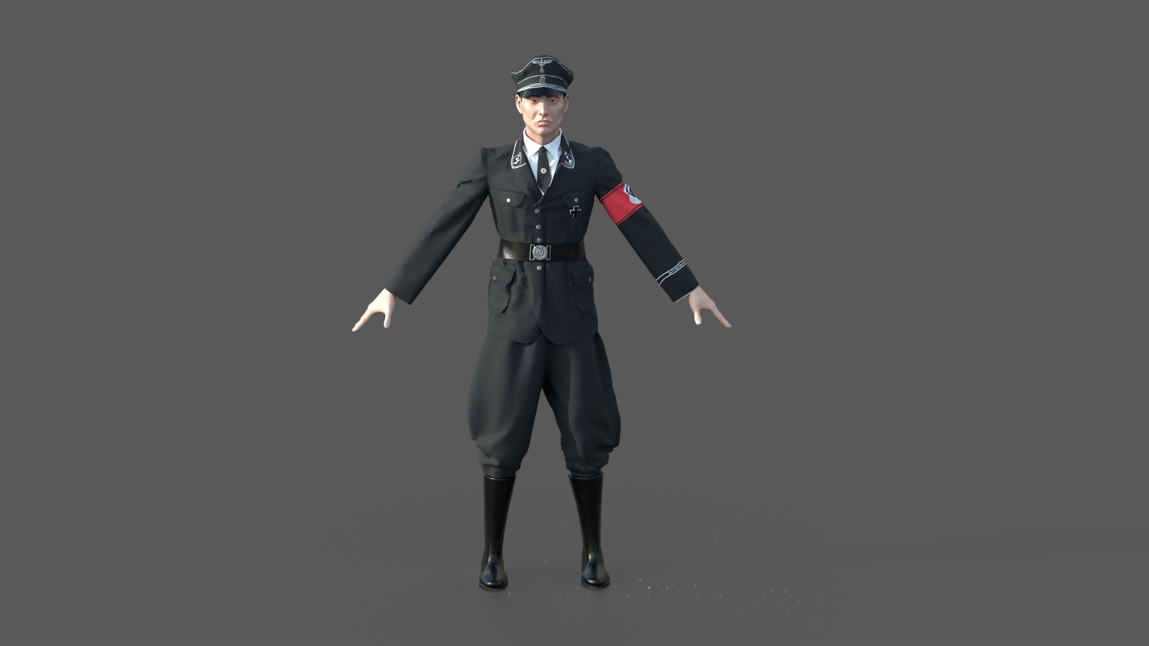 GERMAN SS OFFICER 3D model_3