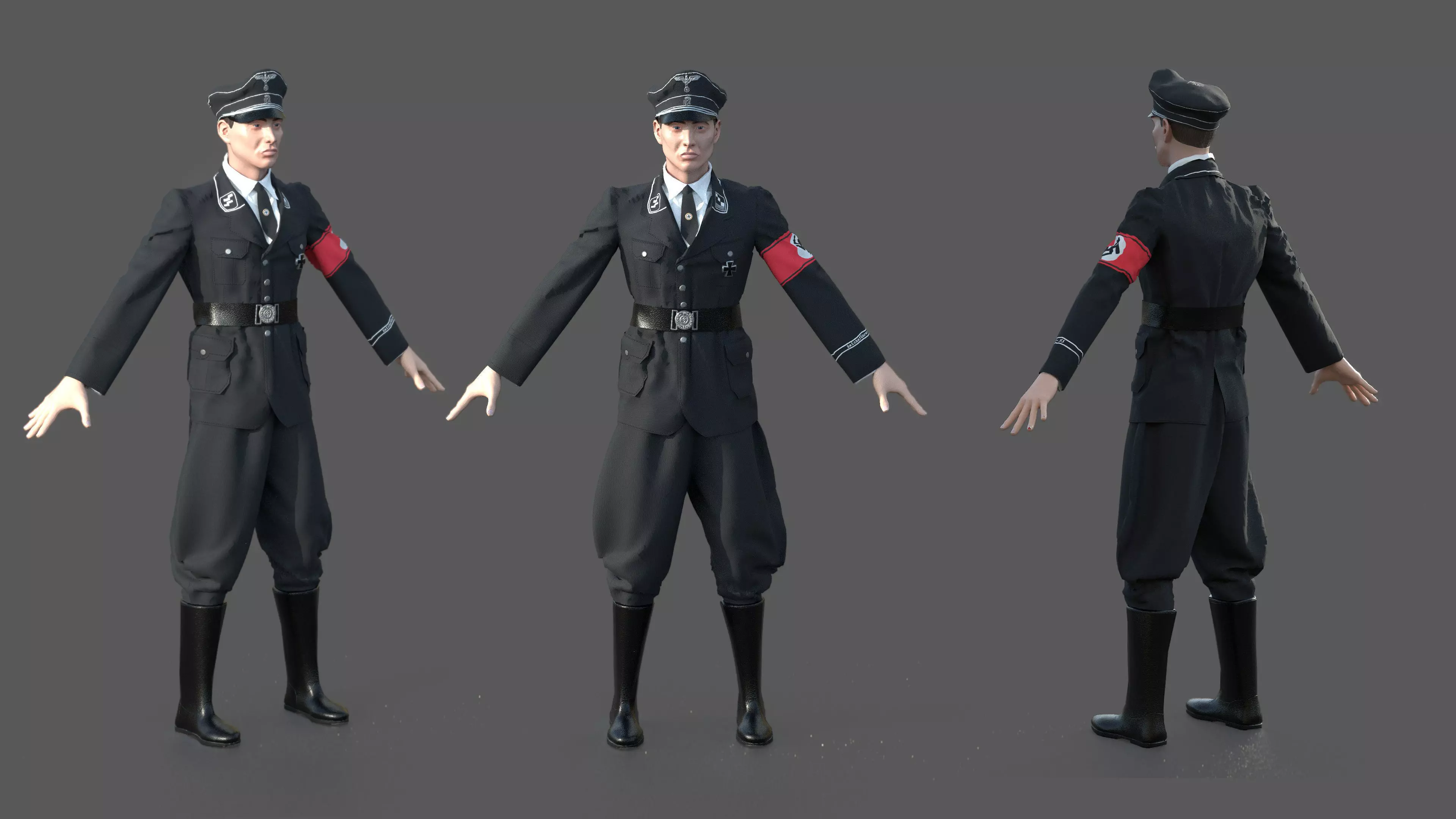 GERMAN SS OFFICER 3D model_0