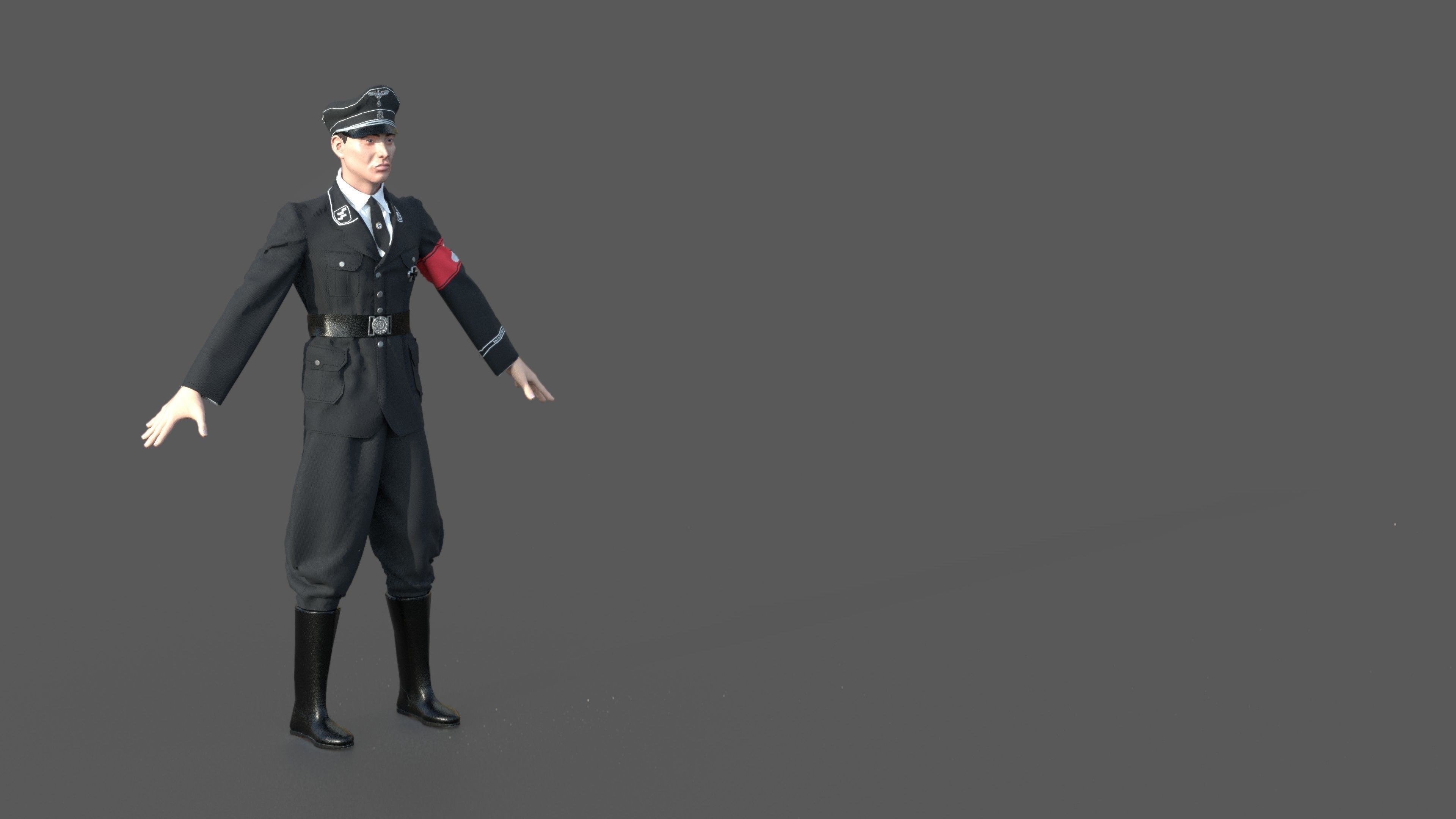 GERMAN SS OFFICER 3D model_2
