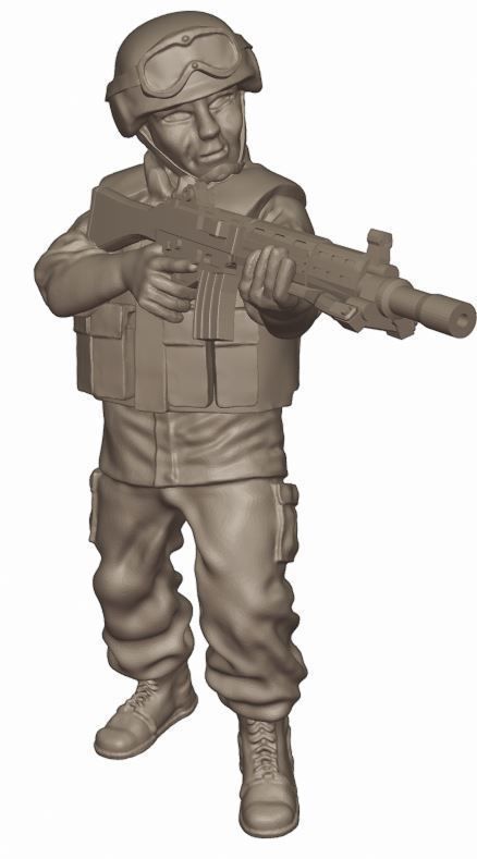 JSDF Fireteam in Combat - 28mm wargaming miniatures 3D print model_1