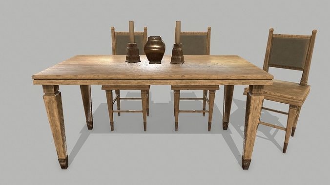 Table Set Low-poly 3D model