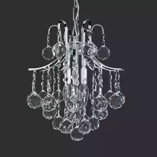 French-Empire-Crystal-Chandelier-Silver-3-Lights chrome chandelier with crystals hanging from it