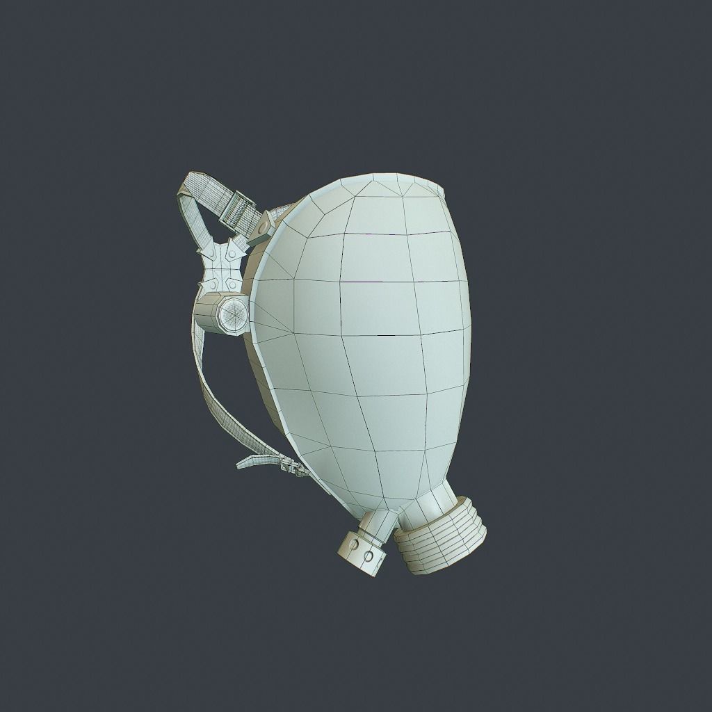 Gas Mask Low-poly 3D model_17