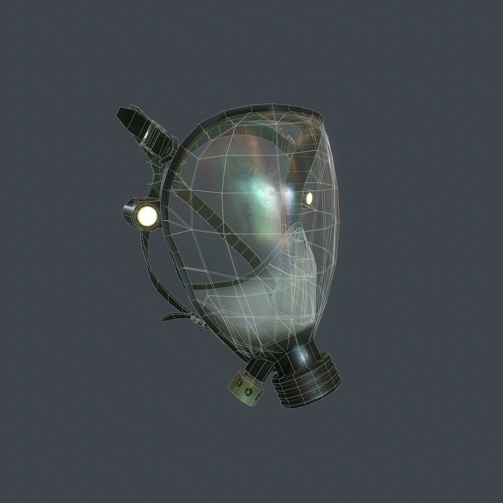 Gas Mask Low-poly 3D model_14