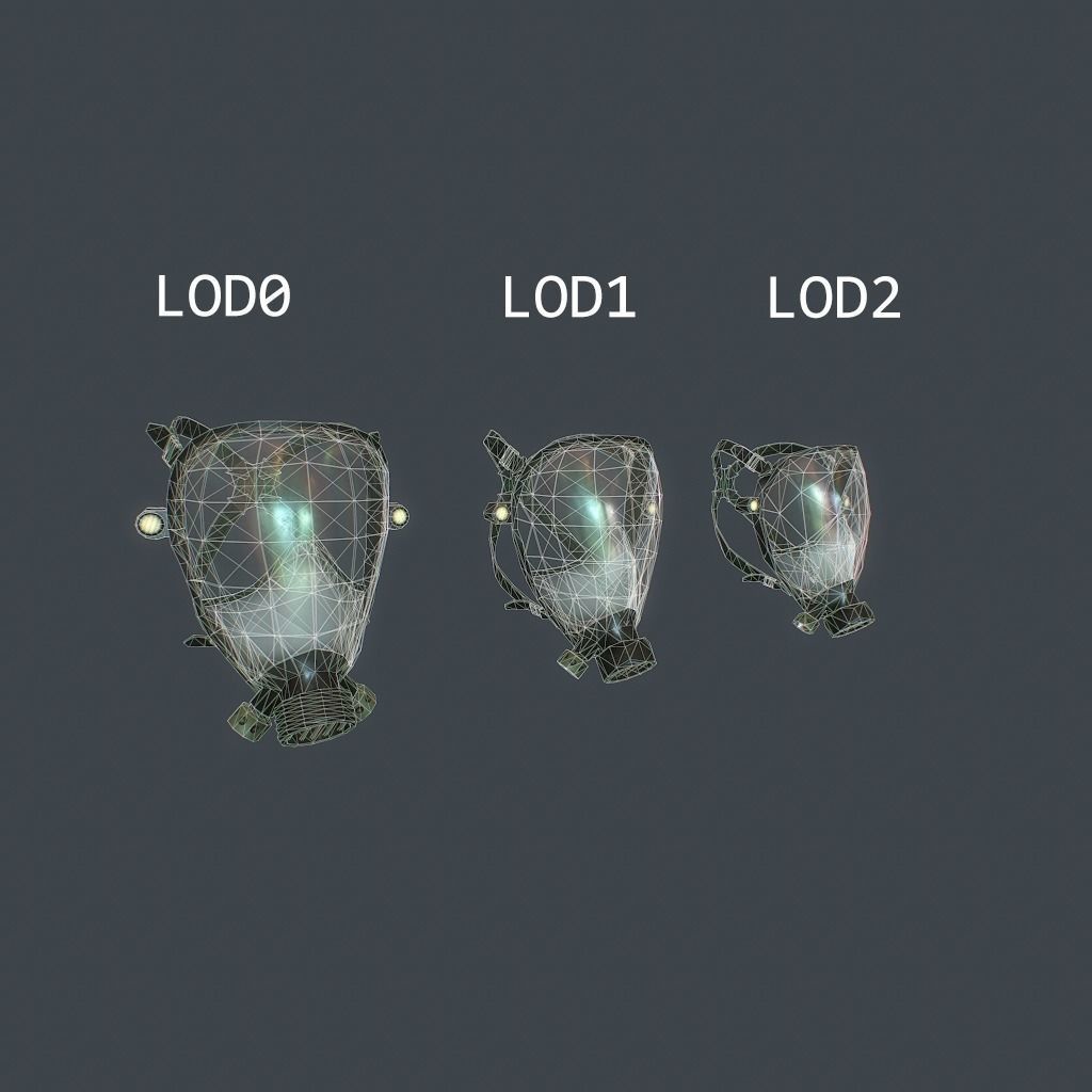 Gas Mask Low-poly 3D model_16