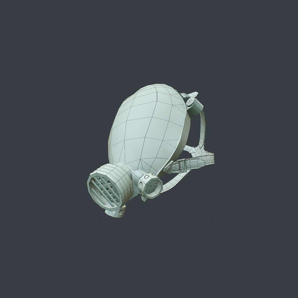 Gas Mask Low-poly 3D model_19