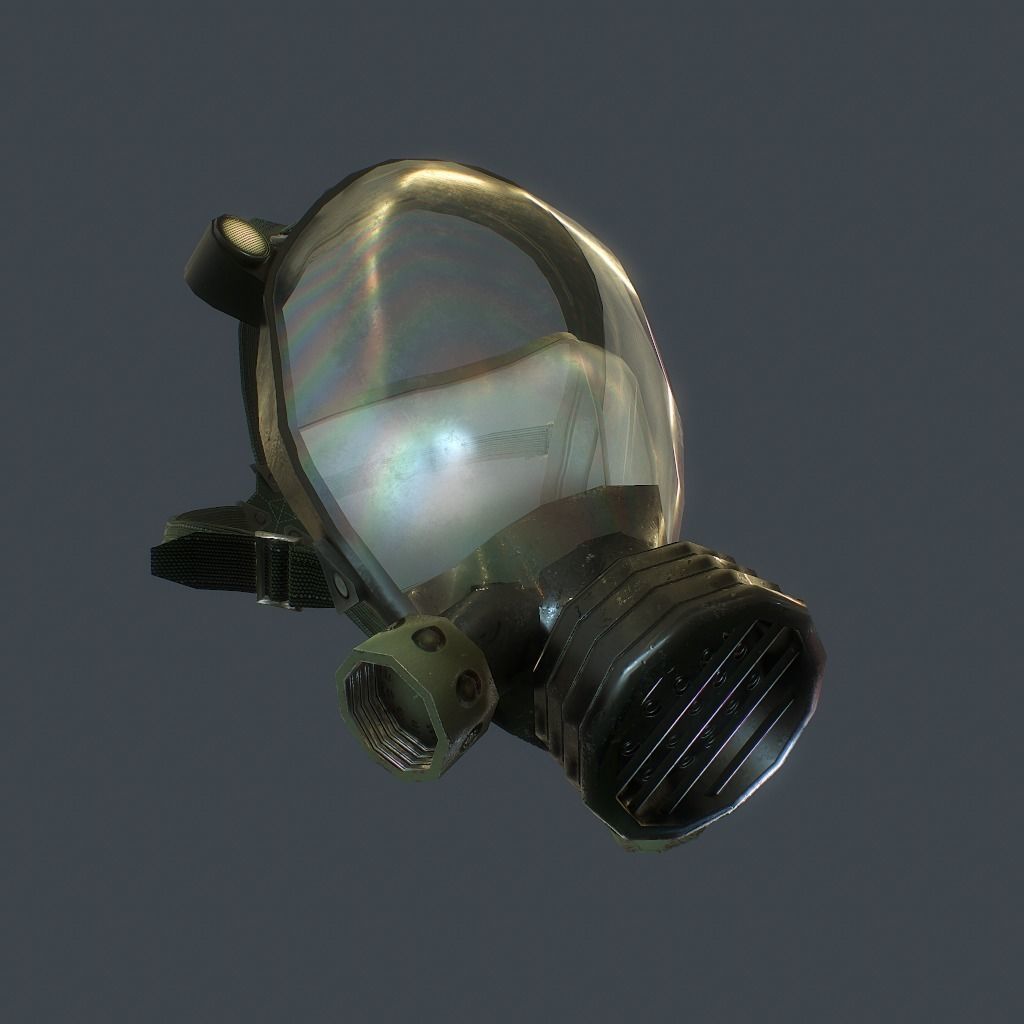Gas Mask Low-poly 3D model_5
