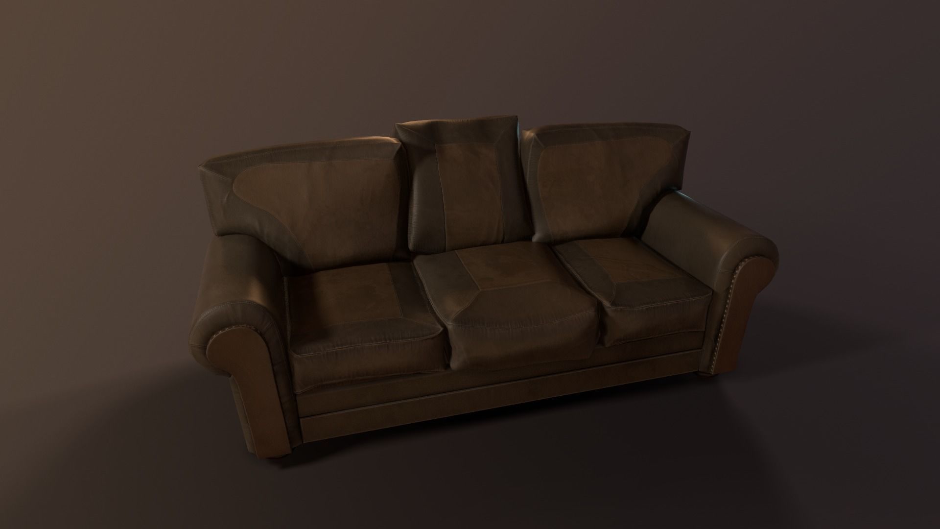 Old Couch - PBR Model Low-poly 3D model_2